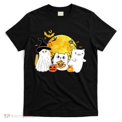 Halloween Black Cats In Ghost Costume Cute T-Shirt