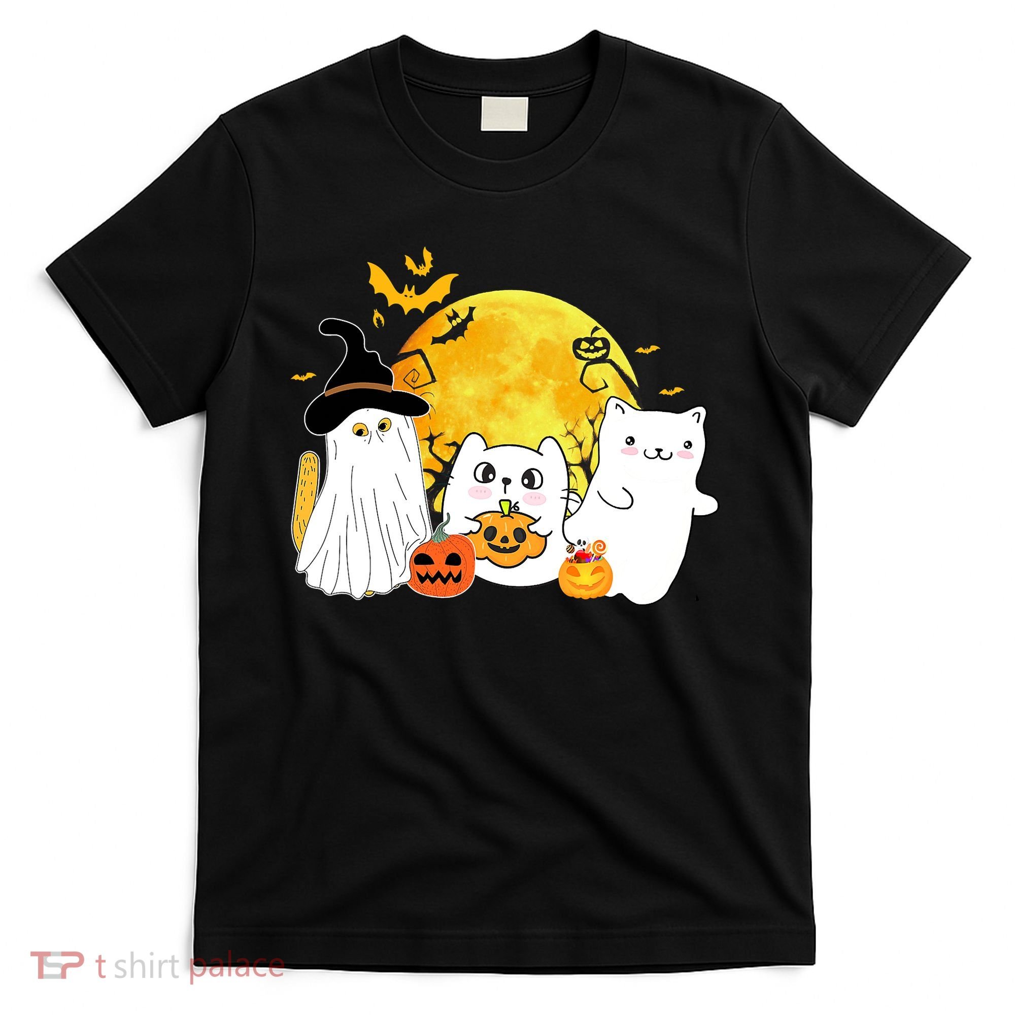Halloween Black Cats In Ghost Costume Cute T-Shirt