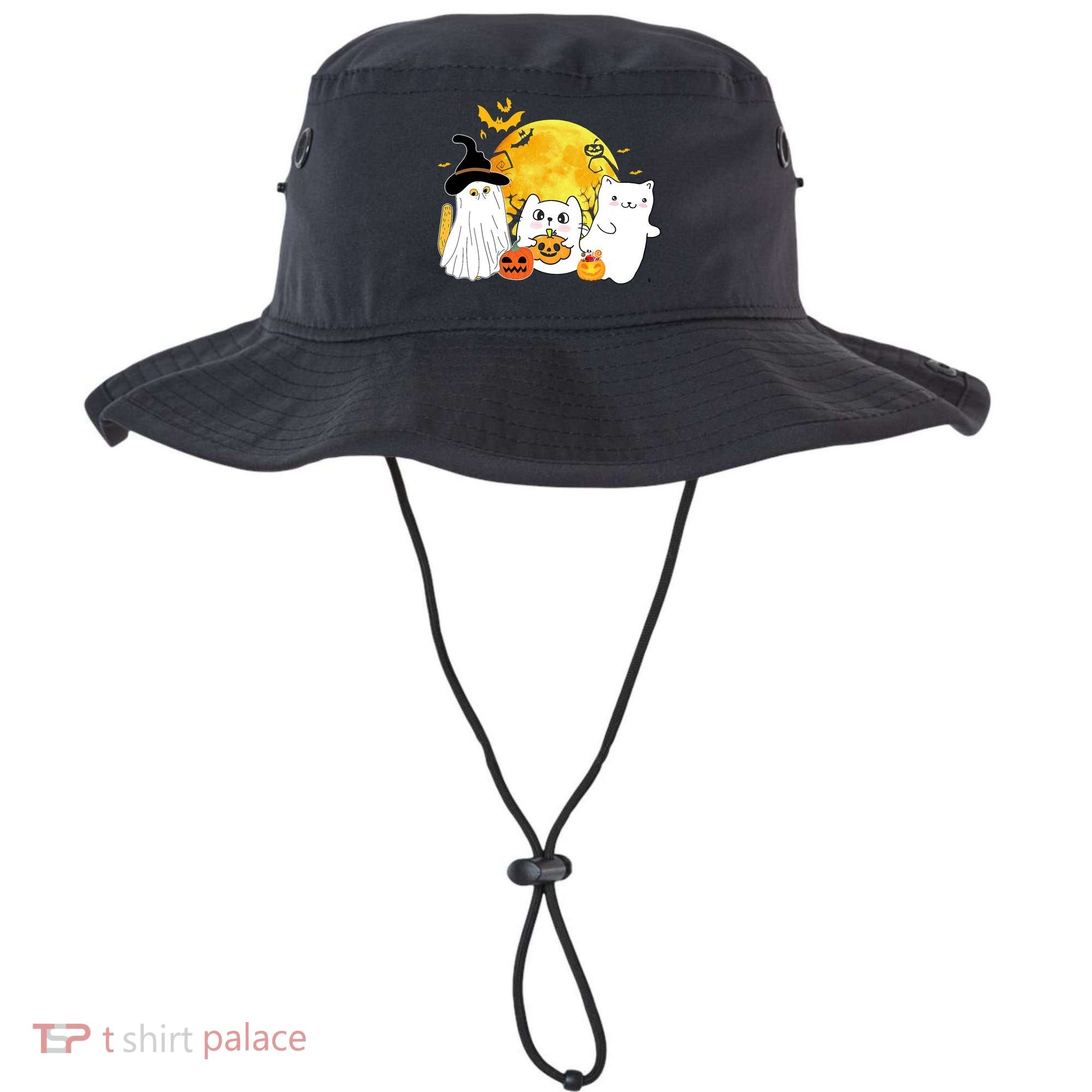 Halloween Black Cats In Ghost Costume Cute Bucket Hat