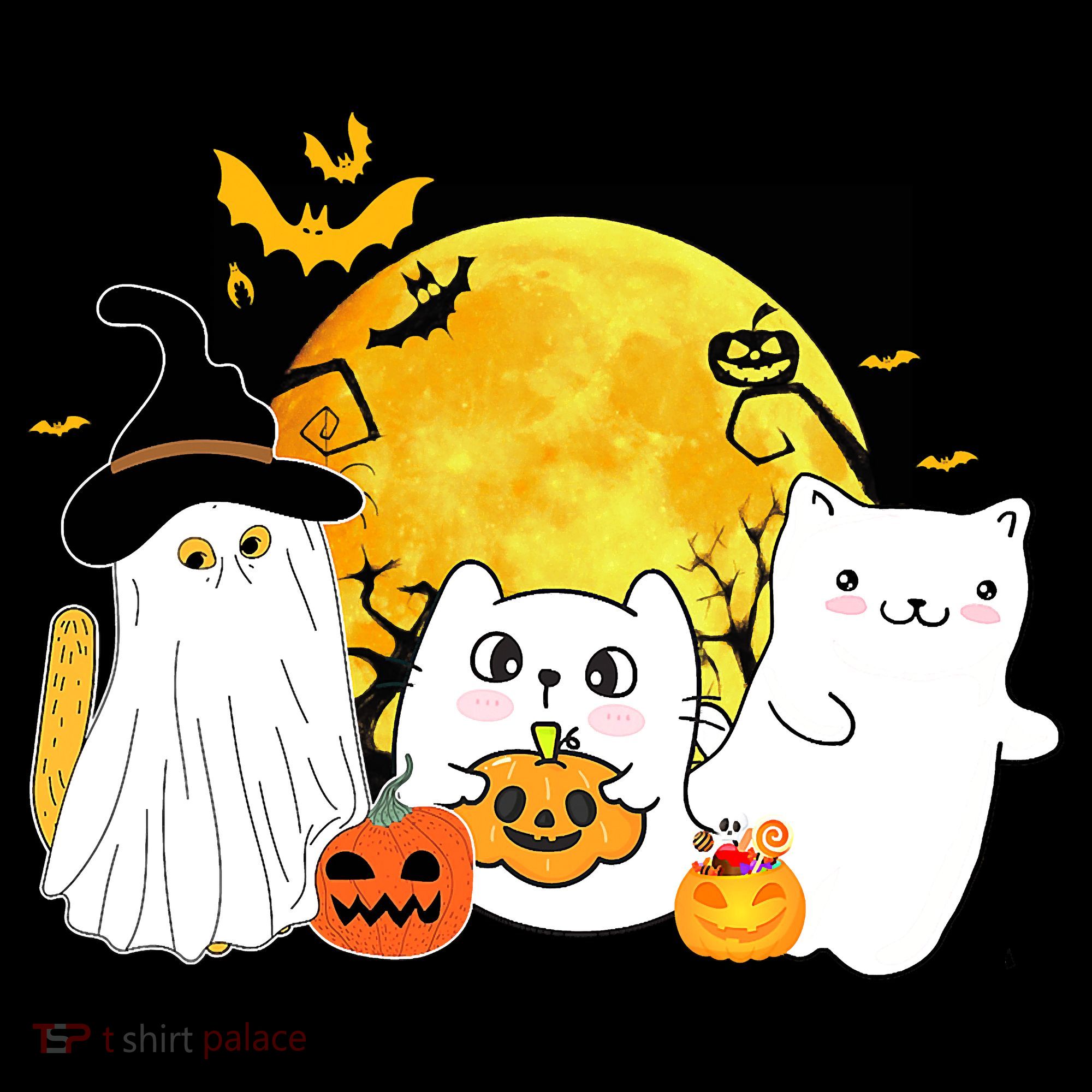 Halloween Black Cats In Ghost Costume Cute Women's Hoodie