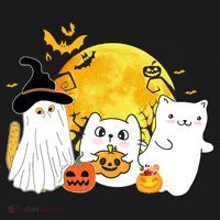Halloween Black Cats In Ghost Costume Cute Mousepad thumb 1