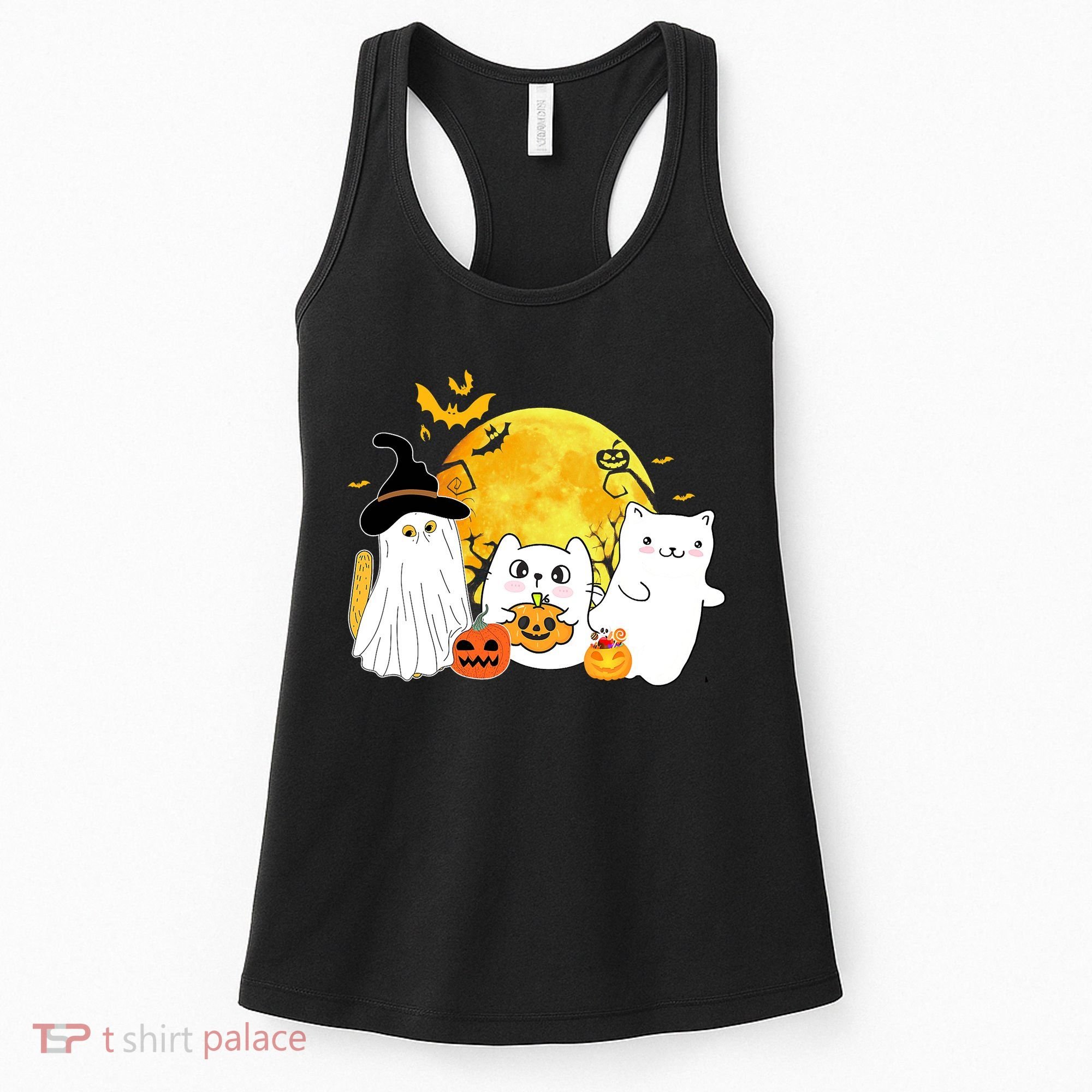 Halloween Black Cats In Ghost Costume Cute Women's Tank Top