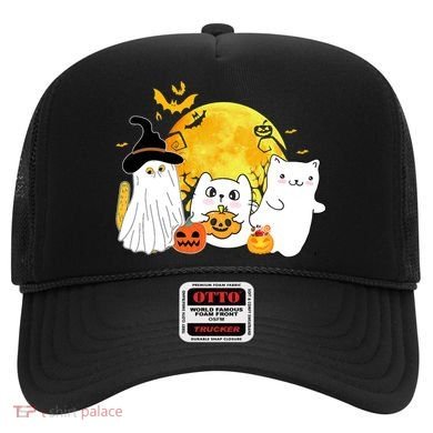 Halloween Black Cats In Ghost Costume Cute Hat