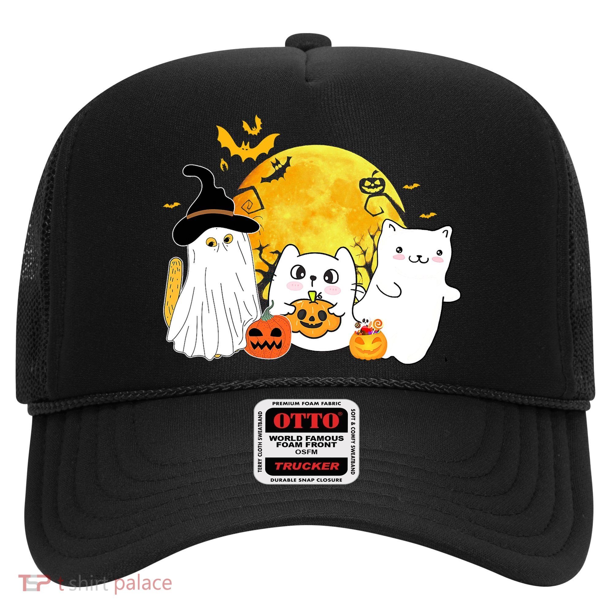Halloween Black Cats In Ghost Costume Cute Hat