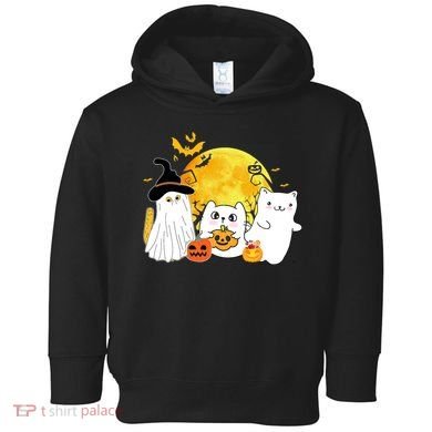 Halloween Black Cats In Ghost Costume Cute Toddler Hoodie