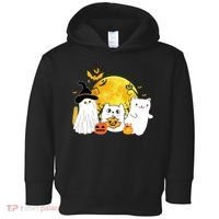 Halloween Black Cats In Ghost Costume Cute Toddler Hoodie thumb 0