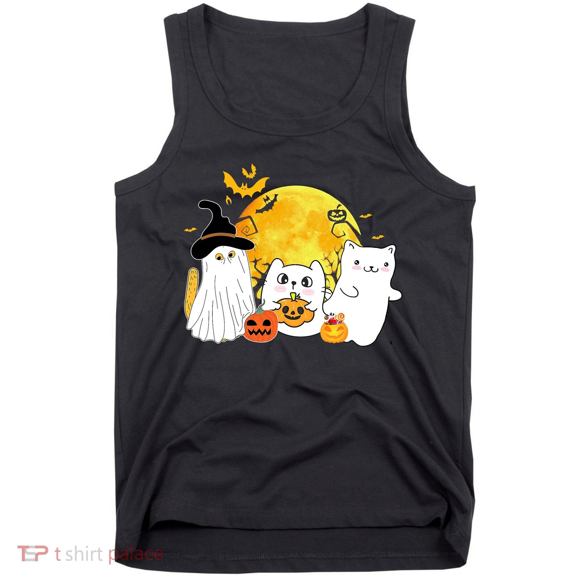 Halloween Black Cats In Ghost Costume Cute Tank Top