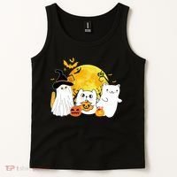 Halloween Black Cats In Ghost Costume Cute Tank Top thumb 2