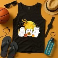 Halloween Black Cats In Ghost Costume Cute Tank Top thumb 4