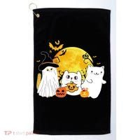 Halloween Black Cats In Ghost Costume Cute Golf Towel thumb 0
