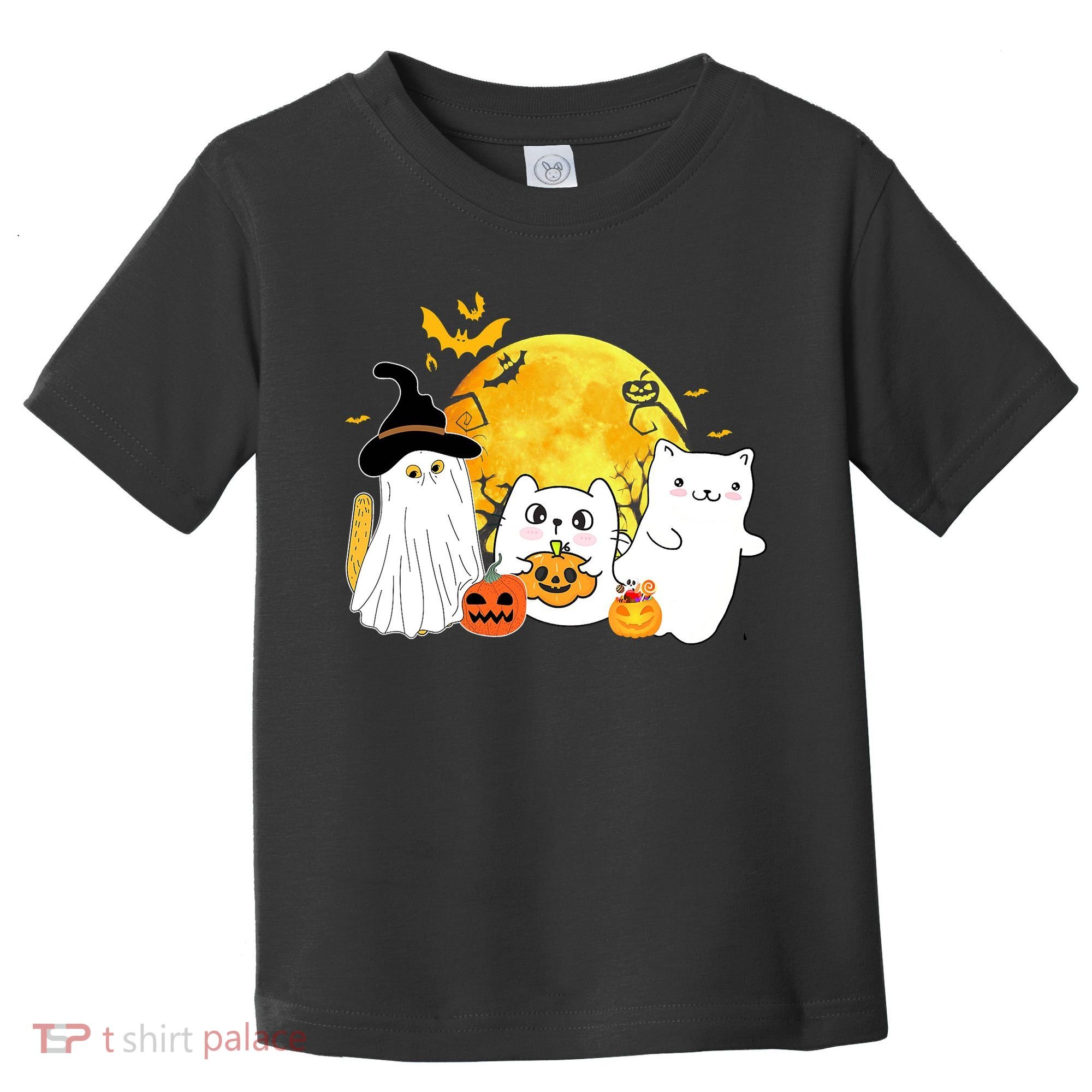 Halloween Black Cats In Ghost Costume Cute Toddler T-Shirt