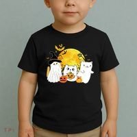 Halloween Black Cats In Ghost Costume Cute Toddler T-Shirt thumb 2