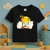 Halloween Black Cats In Ghost Costume Cute Toddler T-Shirt thumb 3