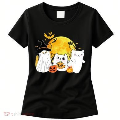 Halloween Black Cats In Ghost Costume Cute Women's T-Shirt