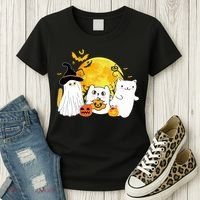 Halloween Black Cats In Ghost Costume Cute Women's T-Shirt thumb 3