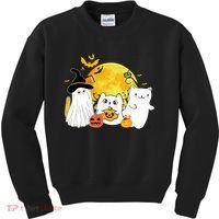 Halloween Black Cats In Ghost Costume Cute Kids Sweatshirt thumb 0