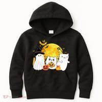 Halloween Black Cats In Ghost Costume Cute Kids Hoodie thumb 0