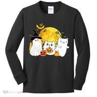 Halloween Black Cats In Ghost Costume Cute Kids Long Sleeve Shirt thumb 0
