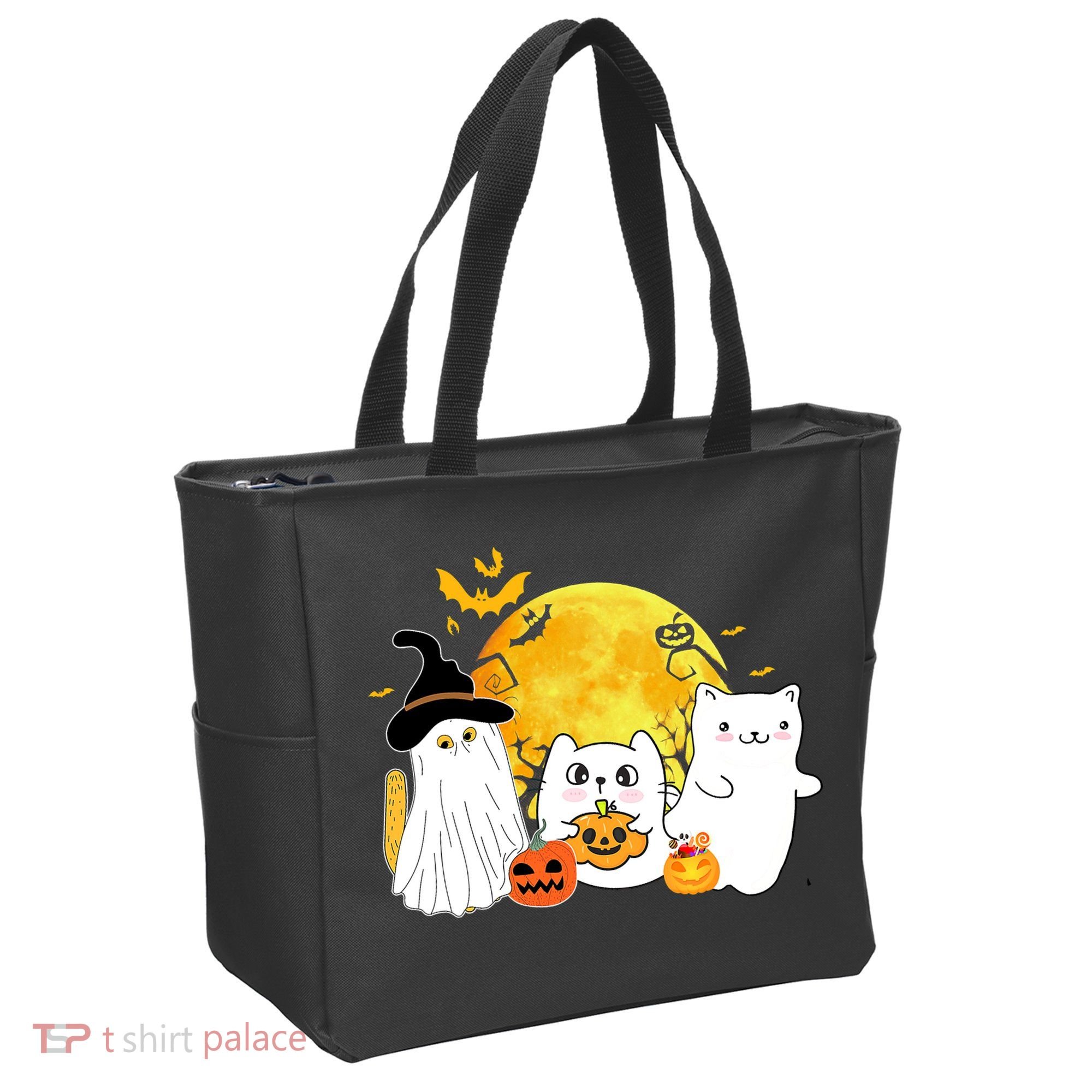 Halloween Black Cats In Ghost Costume Cute Tote Bag