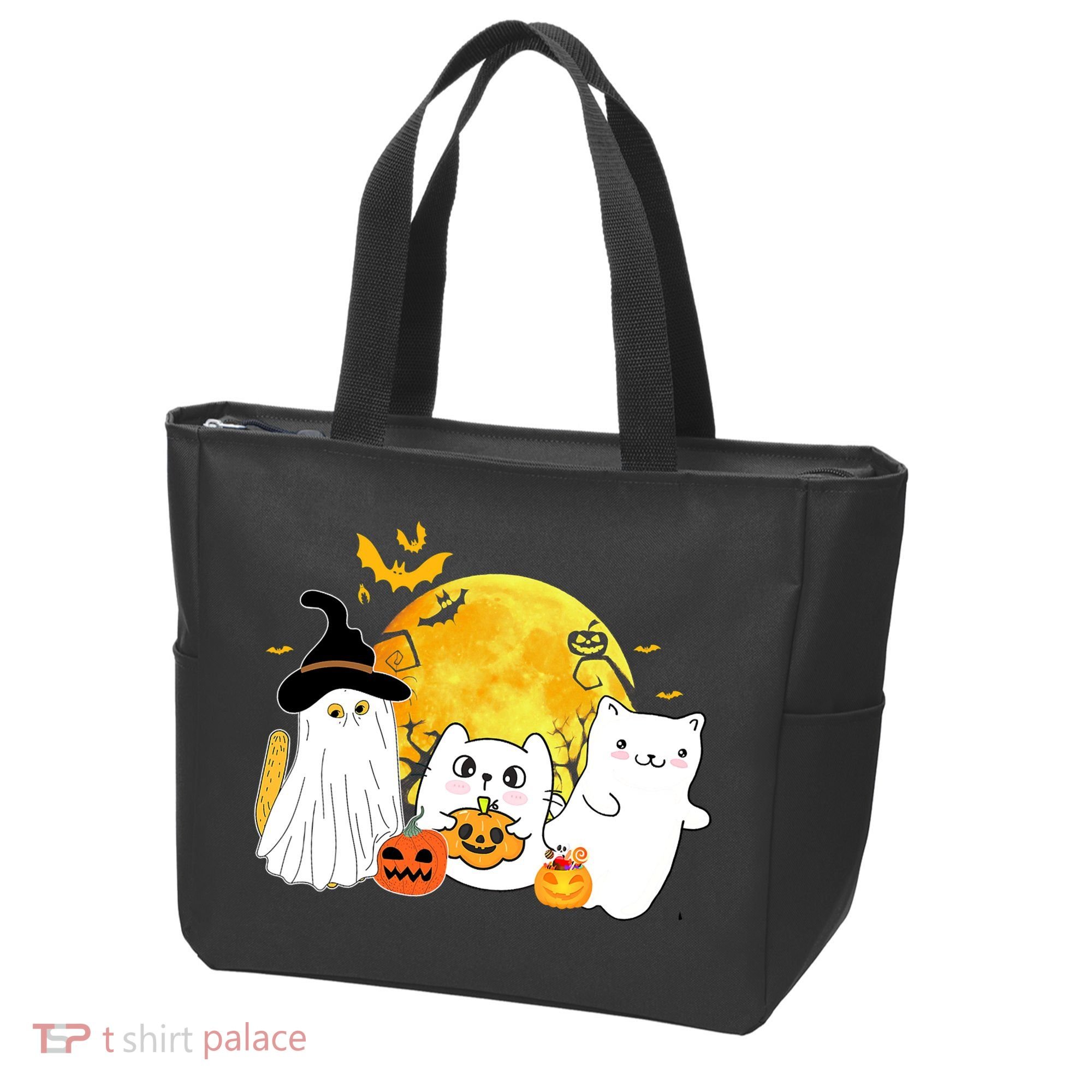 Halloween Black Cats In Ghost Costume Cute Tote Bag