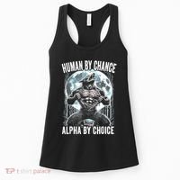 Human By Chance Alpha By Choice Funny Wolf Women's Tank Top thumb 0