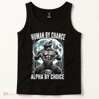 Human By Chance Alpha By Choice Funny Wolf Tank Top thumb 2