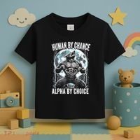 Human By Chance Alpha By Choice Funny Wolf Toddler T-Shirt thumb 3