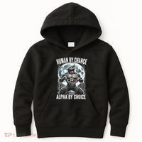 Human By Chance Alpha By Choice Funny Wolf Kids Hoodie thumb 0