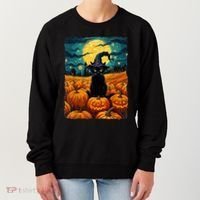 Halloween Black Cat Van Gogh Witch Kawaii Pumpkin Women's Sweatshirt thumb 0