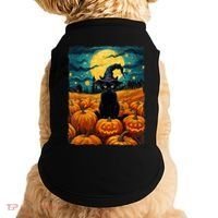 Halloween Black Cat Van Gogh Witch Kawaii Pumpkin Doggie Tank thumb 0