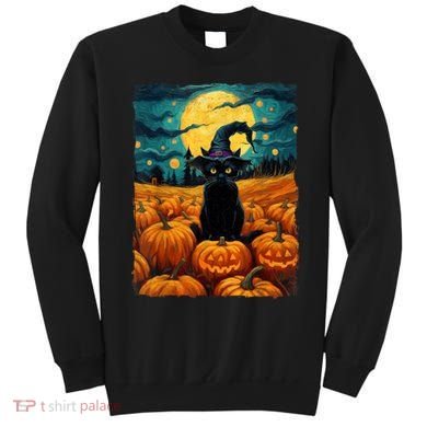 Halloween Black Cat Van Gogh Witch Kawaii Pumpkin Sweatshirt