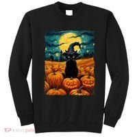 Halloween Black Cat Van Gogh Witch Kawaii Pumpkin Sweatshirt thumb 0