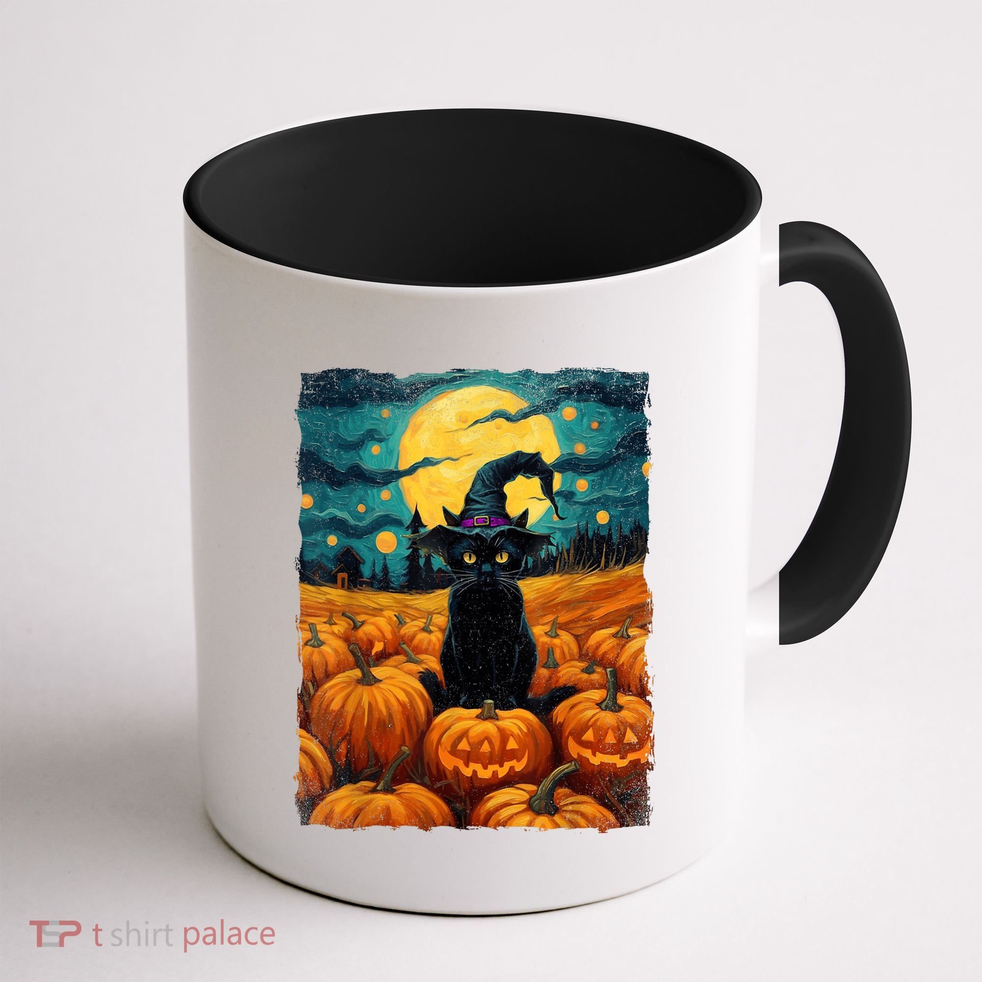 Halloween Black Cat Van Gogh Witch Kawaii Pumpkin Coffee Mug