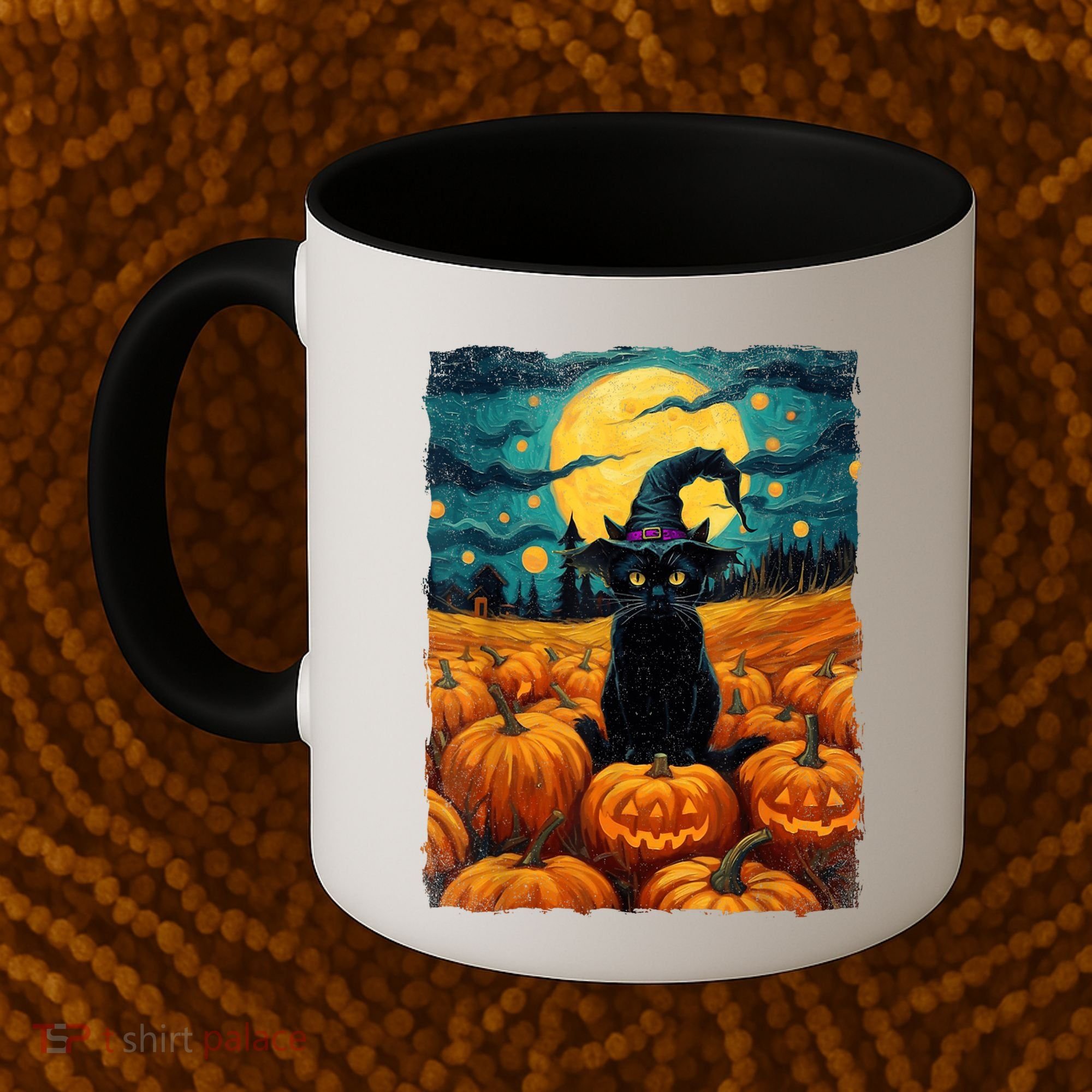Halloween Black Cat Van Gogh Witch Kawaii Pumpkin Coffee Mug