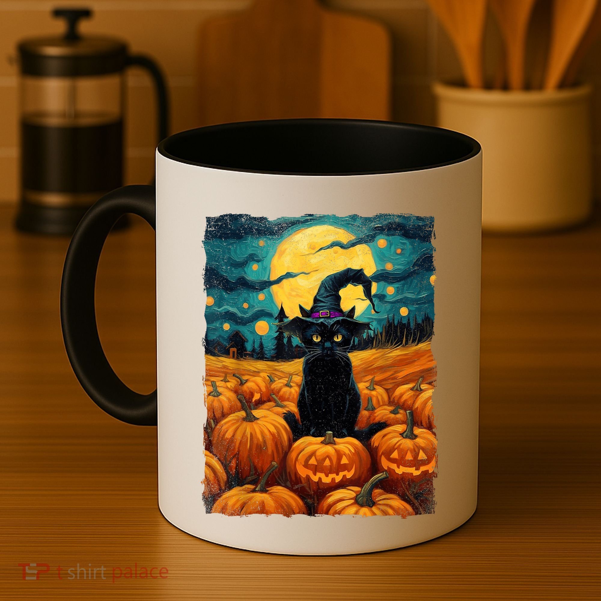 Halloween Black Cat Van Gogh Witch Kawaii Pumpkin Coffee Mug