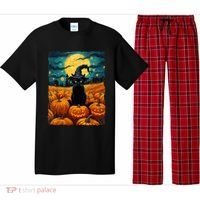 Halloween Black Cat Van Gogh Witch Kawaii Pumpkin Pajama Set thumb 0