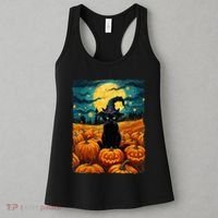 Halloween Black Cat Van Gogh Witch Kawaii Pumpkin Women's Tank Top thumb 3