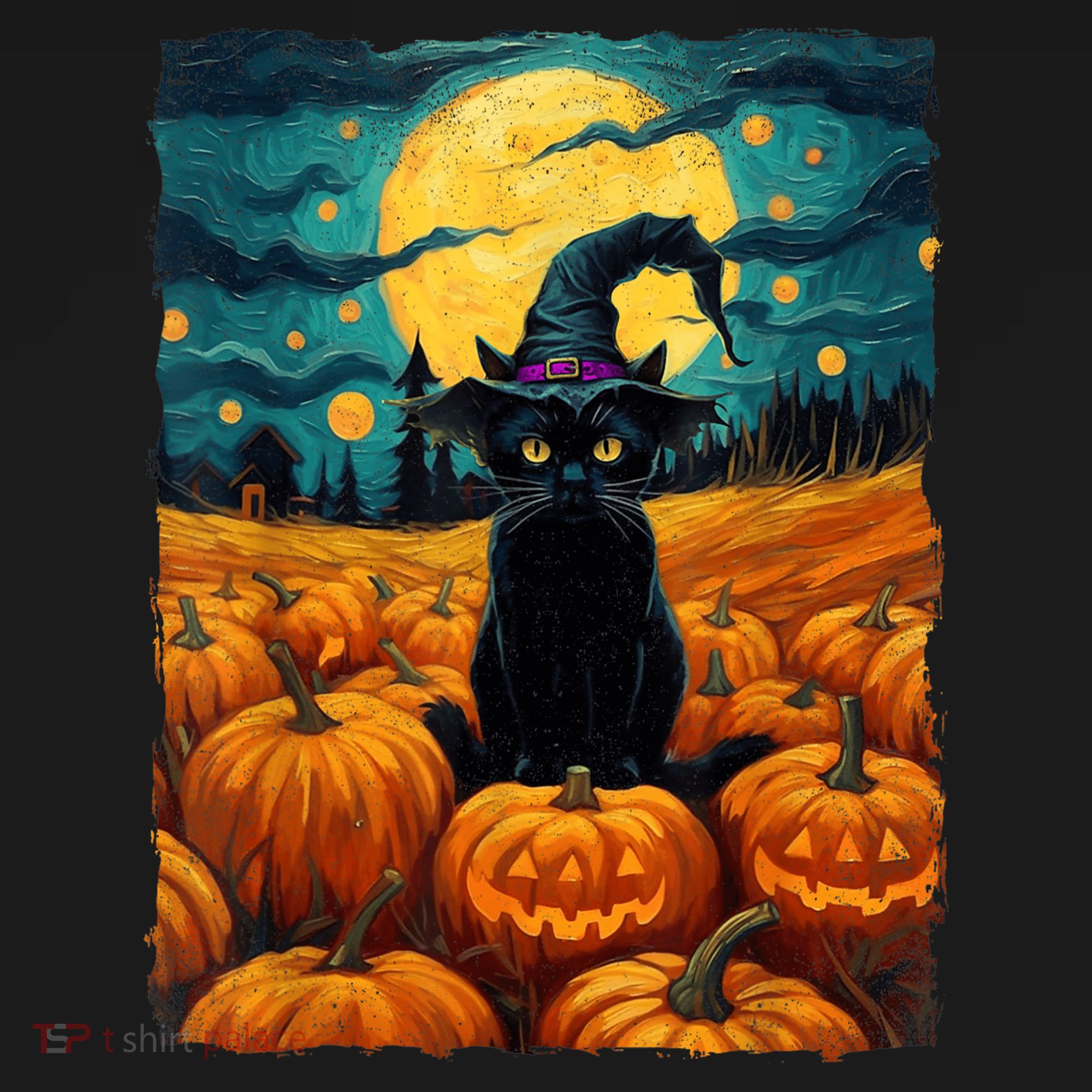 Halloween Black Cat Van Gogh Witch Kawaii Pumpkin Women's Tank Top