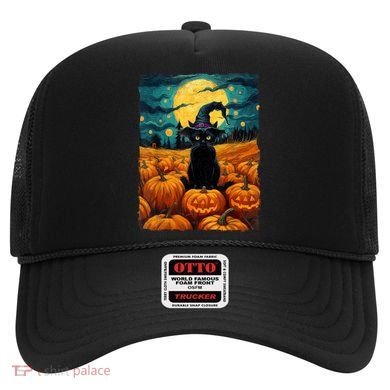 Halloween Black Cat Van Gogh Witch Kawaii Pumpkin Hat