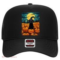 Halloween Black Cat Van Gogh Witch Kawaii Pumpkin Hat thumb 0