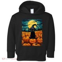 Halloween Black Cat Van Gogh Witch Kawaii Pumpkin Toddler Hoodie thumb 0