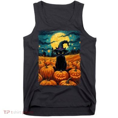 Halloween Black Cat Van Gogh Witch Kawaii Pumpkin Tank Top