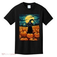 Halloween Black Cat Van Gogh Witch Kawaii Pumpkin Kids T-Shirt thumb 0