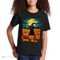 Halloween Black Cat Van Gogh Witch Kawaii Pumpkin Kids T-Shirt thumb 2