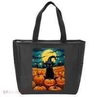 Halloween Black Cat Van Gogh Witch Kawaii Pumpkin Tote Bag thumb 0