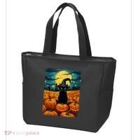 Halloween Black Cat Van Gogh Witch Kawaii Pumpkin Tote Bag thumb 3
