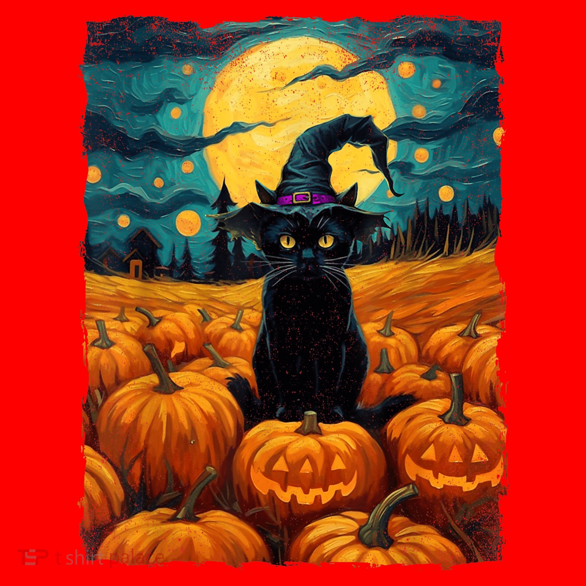 Halloween Black Cat Van Gogh Witch Kawaii Pumpkin Santa Hat