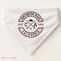 Huntington Beach California Ca Retro Surfer USA-Made Doggie Bandana thumb 0