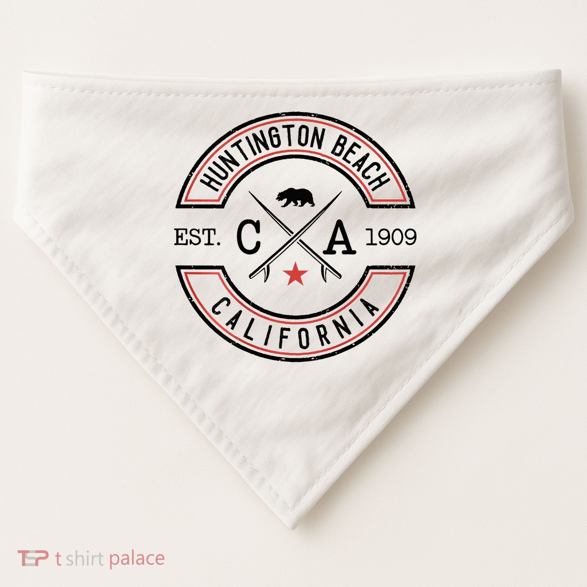 Huntington Beach California Ca Retro Surfer USA-Made Doggie Bandana