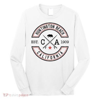 Huntington Beach California Ca Retro Surfer Long Sleeve Shirt